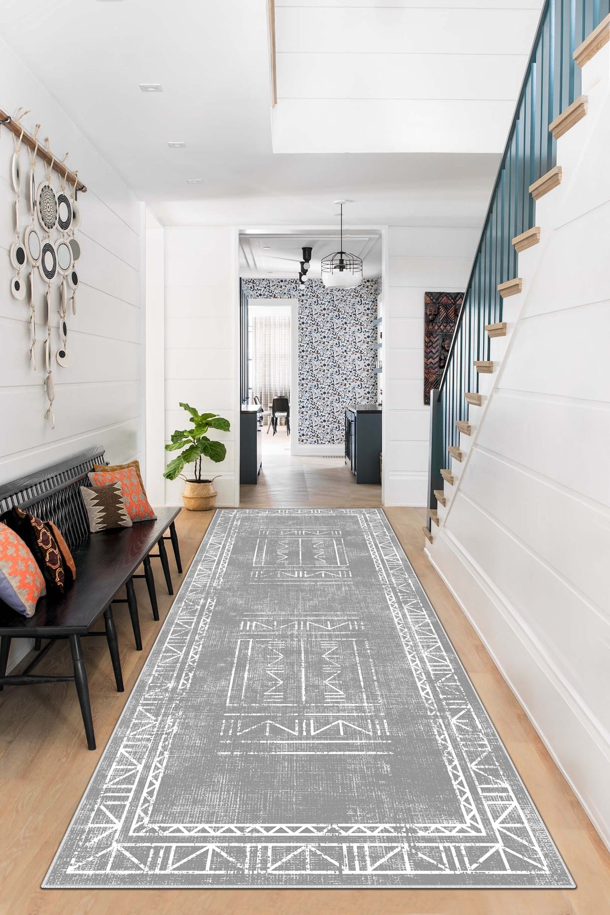 West Home Dijital Baskılı Yıkanabilir Kaymaz Taban Salon, Mutfak ve Yolluk Halısı-435 Grey
