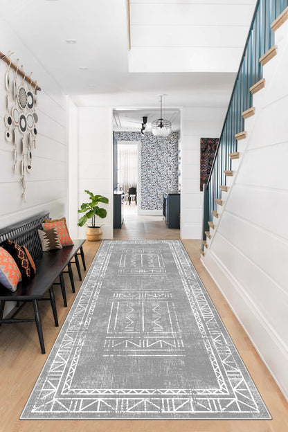 West Home Dijital Baskılı Yıkanabilir Kaymaz Taban Salon, Mutfak ve Yolluk Halısı-435 Grey