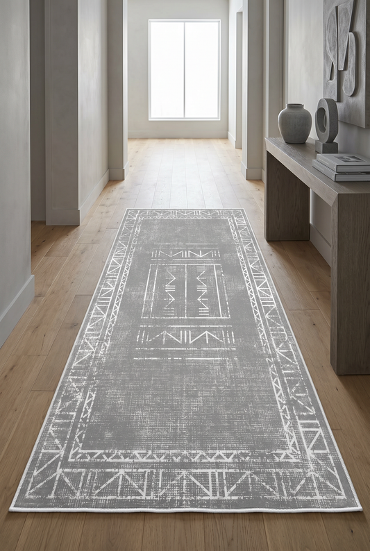 West Home Dijital Baskılı Yıkanabilir Kaymaz Taban Salon, Mutfak ve Yolluk Halısı-435 Grey