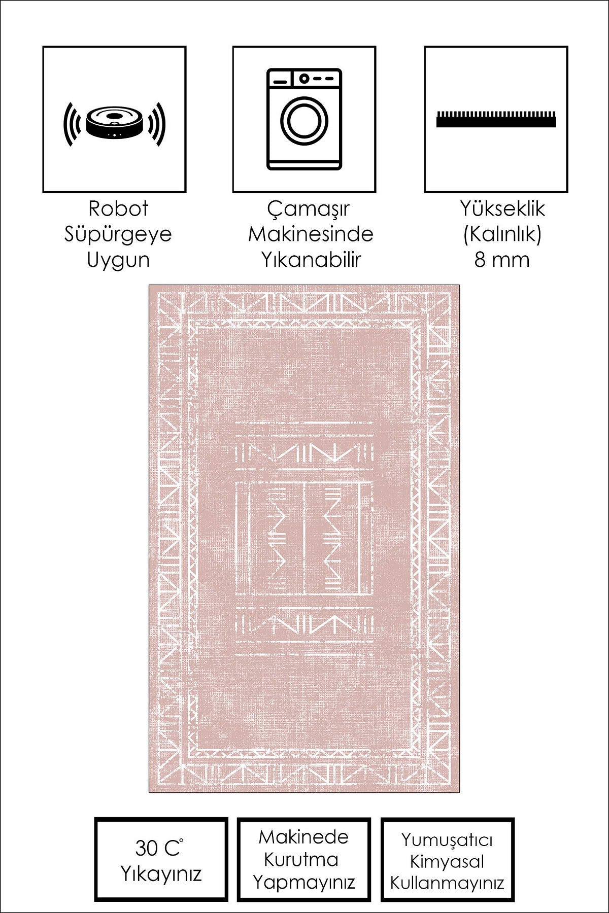 West Home Dijital Baskılı Yıkanabilir Kaymaz Taban Salon, Mutfak ve Yolluk Halısı-435 Rose