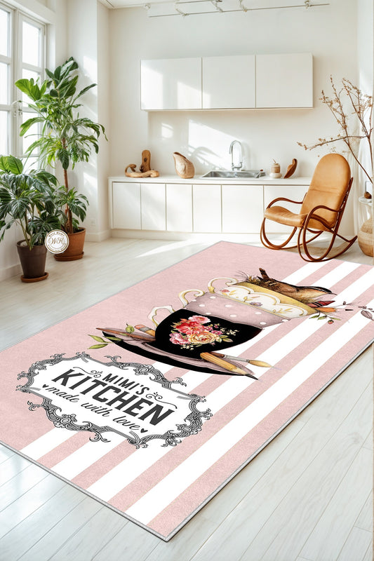 West Home Dijital Baskılı Yıkanabilir Kaymaz Taban Mutfak Halısı-436 Rose