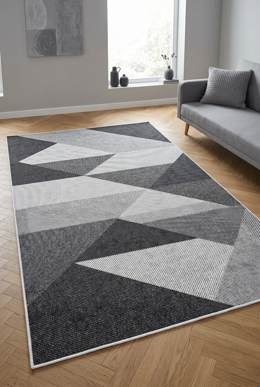 West Home Dijital Baskılı Yıkanabilir Kaymaz Taban Salon, Mutfak ve Yolluk Halısı-443 Black