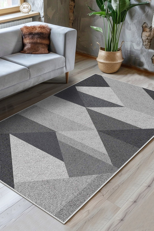 West Home Dijital Baskılı Yıkanabilir Kaymaz Taban Salon, Mutfak ve Yolluk Halısı-443 Grey