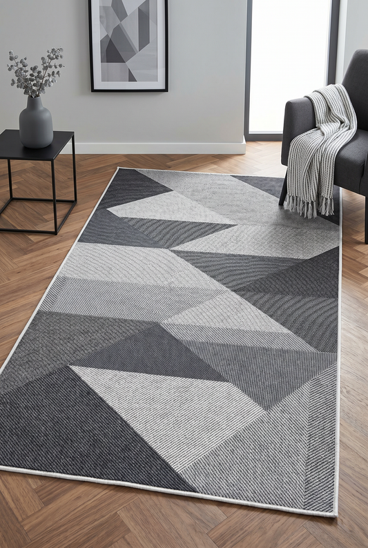 West Home Dijital Baskılı Yıkanabilir Kaymaz Taban Salon, Mutfak ve Yolluk Halısı-443 Grey