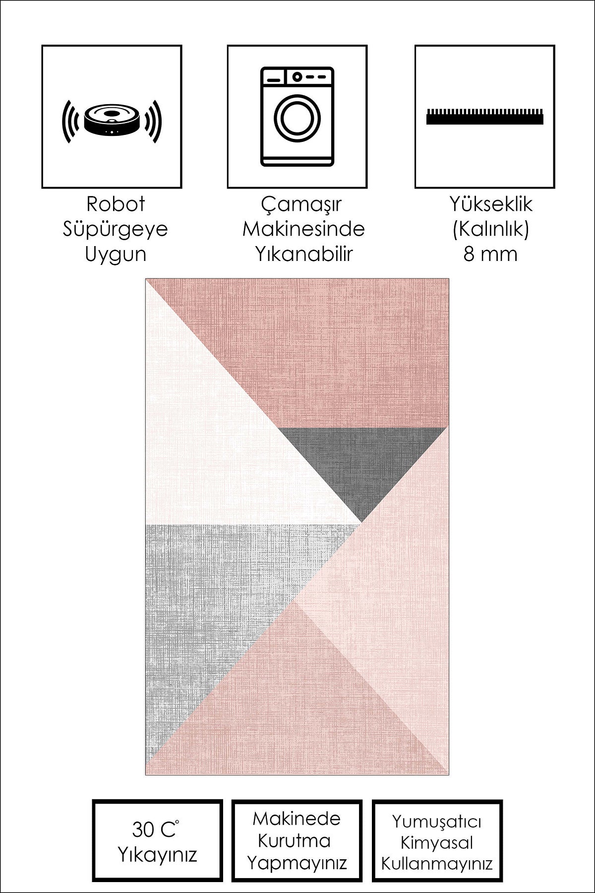 West Home Dijital Baskılı Yıkanabilir Kaymaz Taban Salon, Mutfak ve Yolluk Halısı-447 Rose