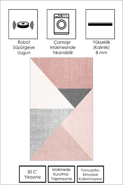 West Home Dijital Baskılı Yıkanabilir Kaymaz Taban Salon, Mutfak ve Yolluk Halısı-447 Rose