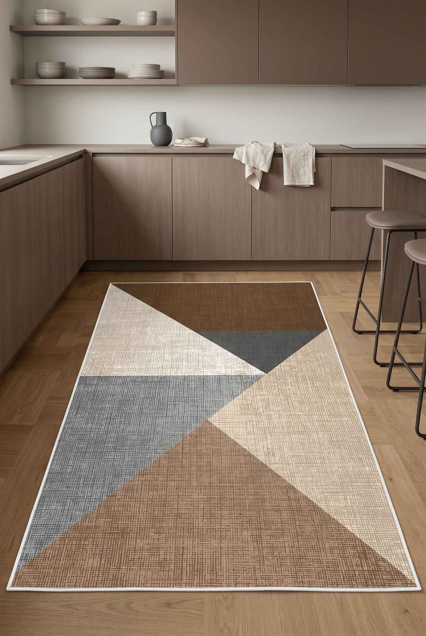 West Home Dijital Baskılı Yıkanabilir Kaymaz Taban Salon, Mutfak ve Yolluk Halısı-447 Sand