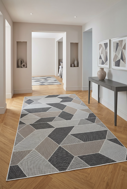 West Home Dijital Baskılı Yıkanabilir Kaymaz Taban Salon, Mutfak ve Yolluk Halısı-449 Grey