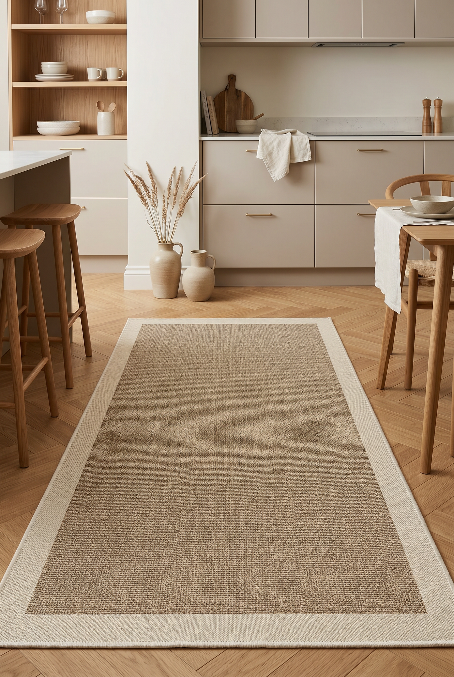 West Home Dijital Baskılı Yıkanabilir Kaymaz Taban Salon, Mutfak ve Yolluk Halısı-455 Beige