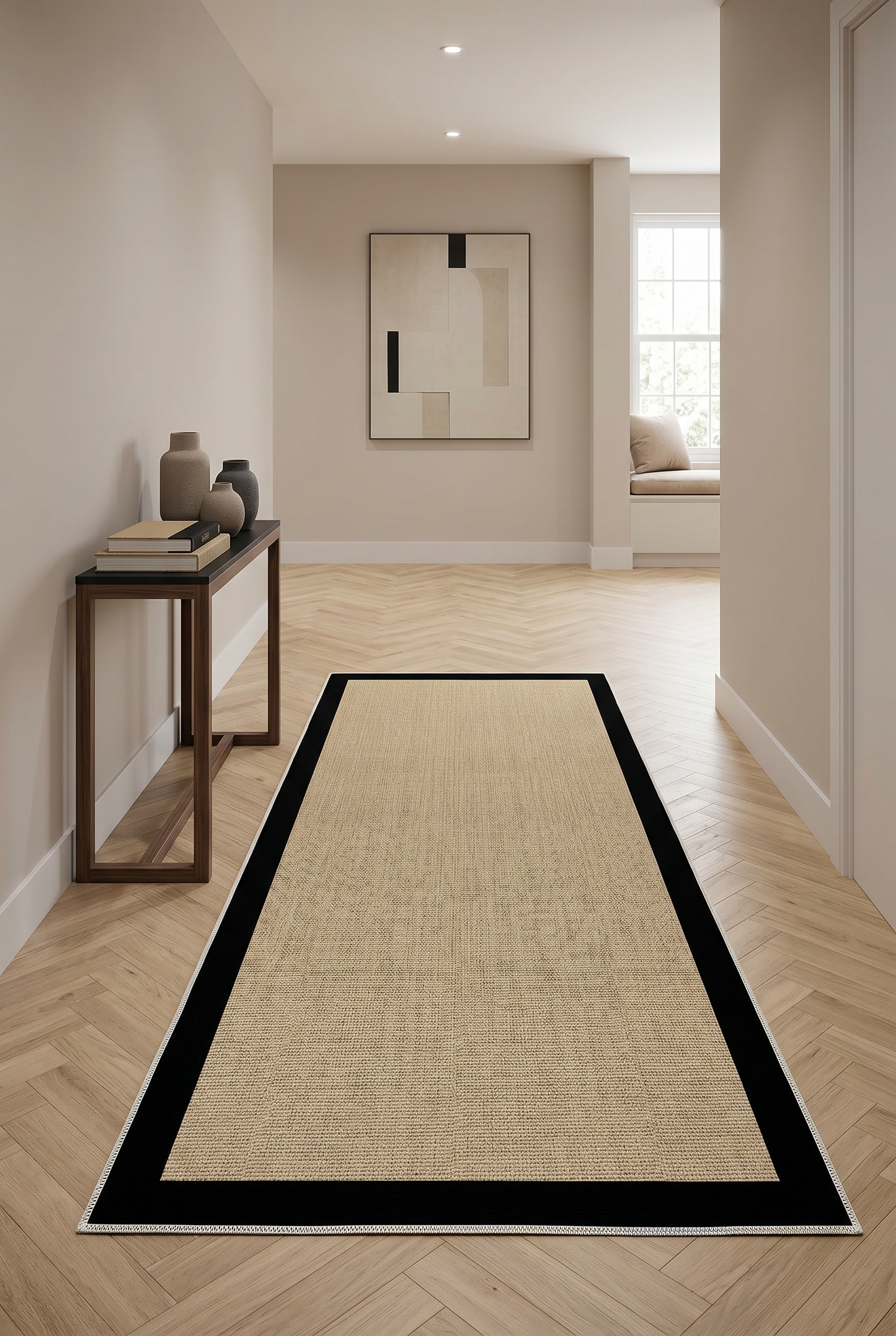 West Home Digital Print Washable Non-Slip Living Room, Kitchen and Hallway Rug - 455 Black