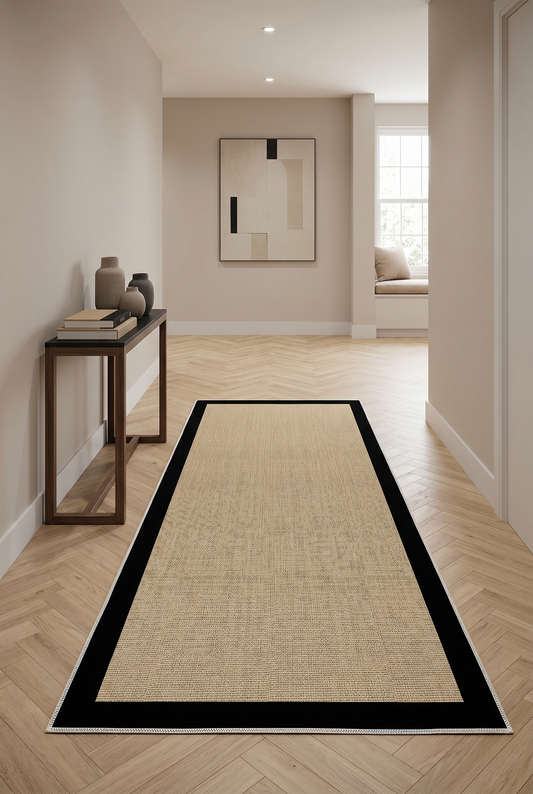 West Home Dijital Baskılı Yıkanabilir Kaymaz Taban Salon, Mutfak ve Yolluk Halısı-455 Black