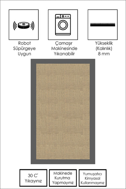 West Home Dijital Baskılı Yıkanabilir Kaymaz Taban Salon, Mutfak ve Yolluk Halısı-455 Grey