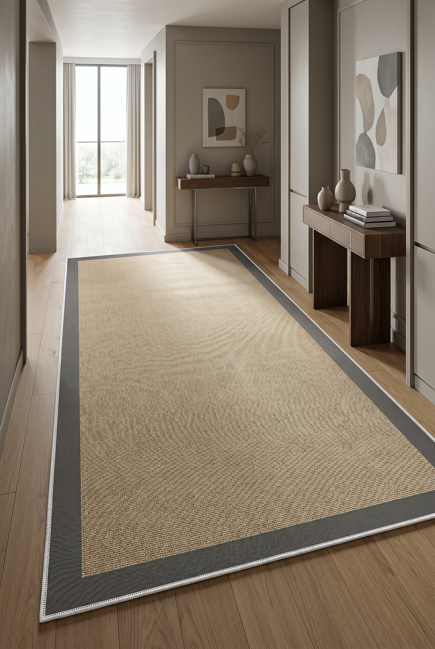 West Home Digital Print Washable Non-Slip Living Room, Kitchen and Hallway Rug - 455 Grey