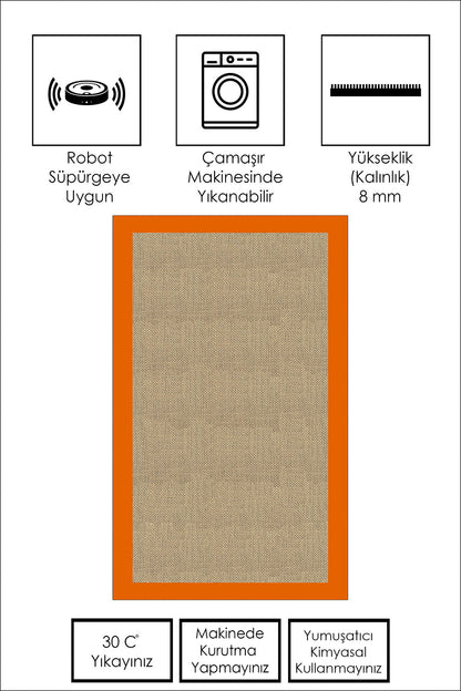 West Home Dijital Baskılı Yıkanabilir Kaymaz Taban Salon, Mutfak ve Yolluk Halısı-455 Orange