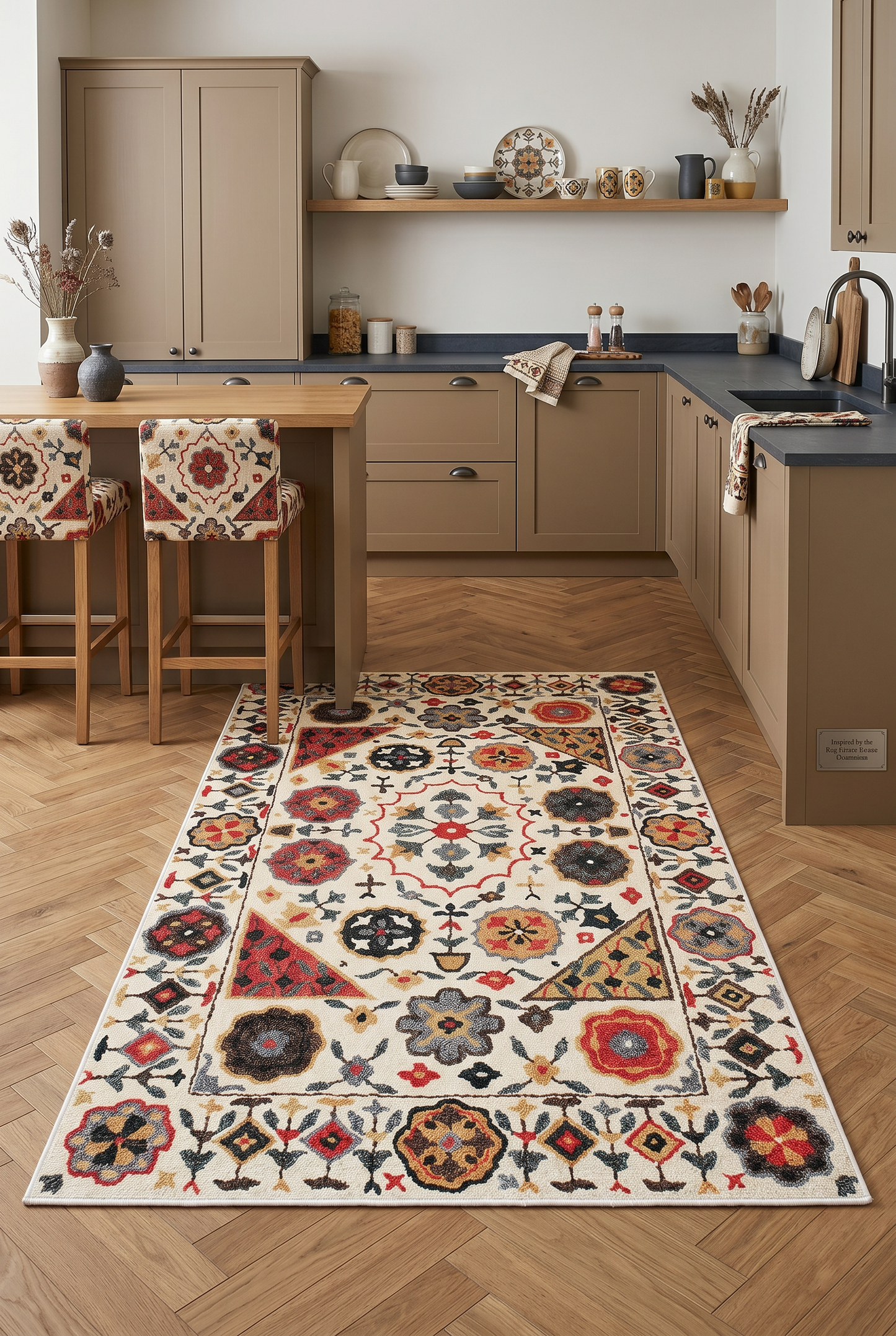 West Home Digital Print Washable Non-Slip Base Living Room, Kitchen and Hallway Rug - 467 Multy