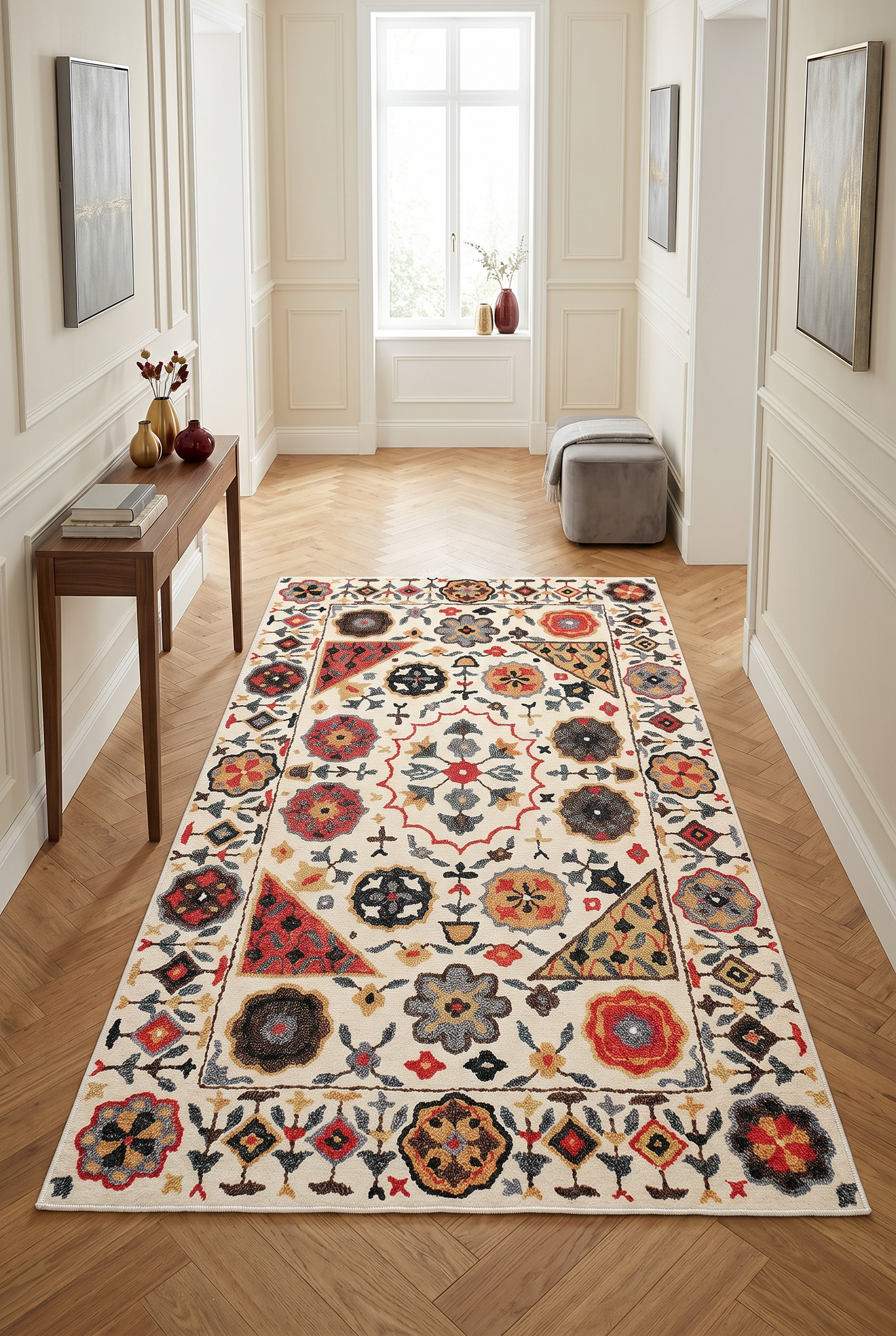 West Home Digital Print Washable Non-Slip Base Living Room, Kitchen and Hallway Rug - 467 Multy