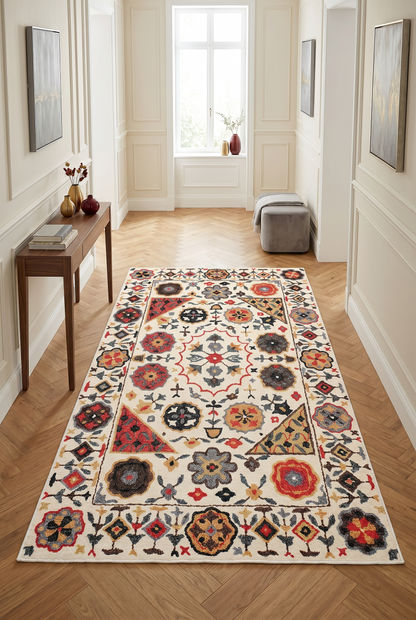 West Home Digital Print Washable Non-Slip Base Living Room, Kitchen and Hallway Rug - 467 Multy