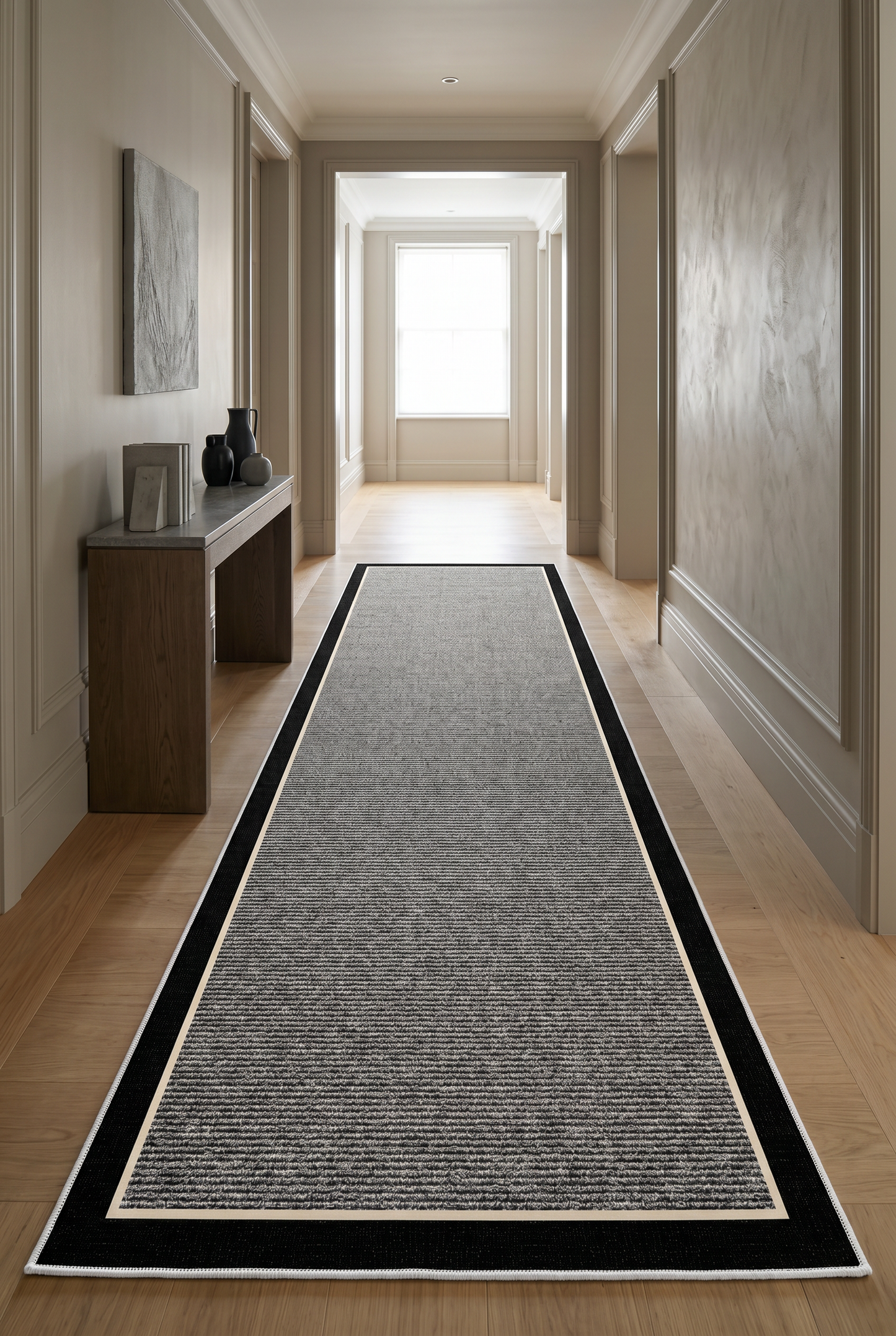 West Home Digital Print Washable Non-Slip Living Room, Kitchen and Hallway Rug - 478 Grey