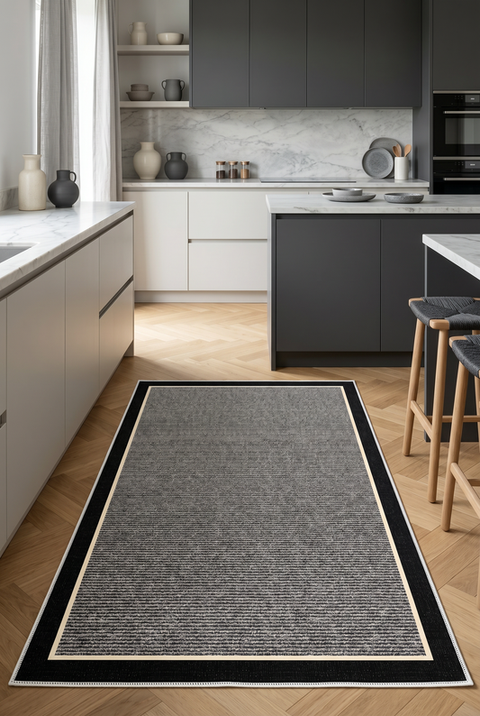 West Home Dijital Baskılı Yıkanabilir Kaymaz Taban Salon, Mutfak ve Yolluk Halısı-478 Grey