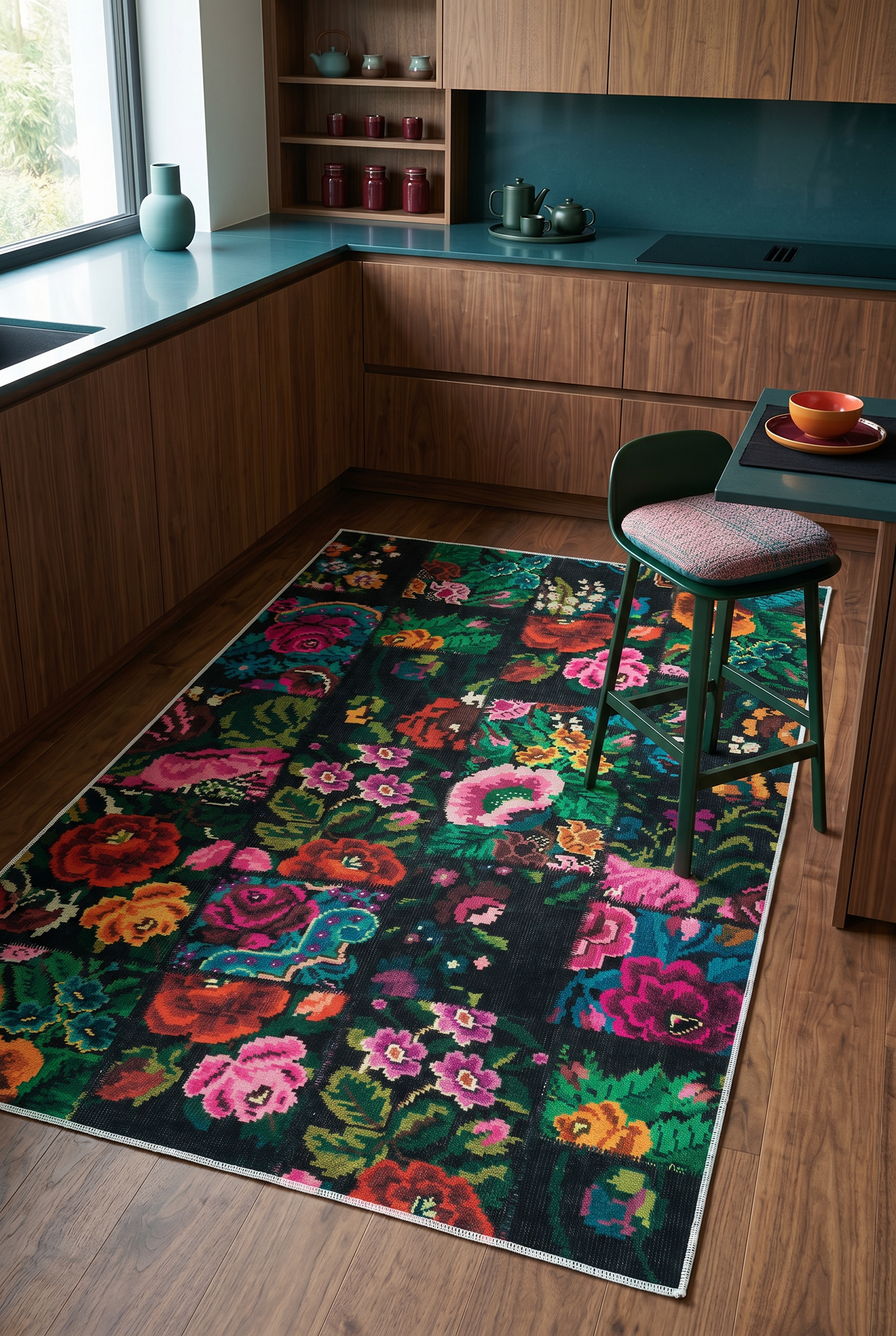 West Home Dijital Baskılı Yıkanabilir Kaymaz Taban Salon, Mutfak ve Yolluk Halısı-480 Multy