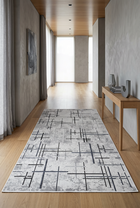 West Home Dijital Baskılı Yıkanabilir Kaymaz Taban Salon, Mutfak ve Yolluk Halısı-488 Grey