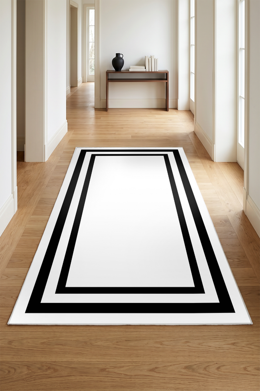 West Home Dijital Baskılı Yıkanabilir Kaymaz Taban Salon, Mutfak ve Yolluk Halısı-496 White