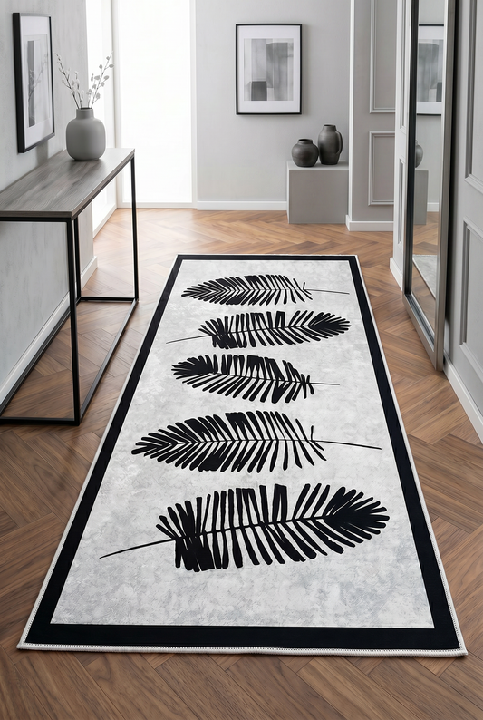 West Home Dijital Baskılı Yıkanabilir Kaymaz Taban Salon, Mutfak ve Yolluk Halısı-501 White