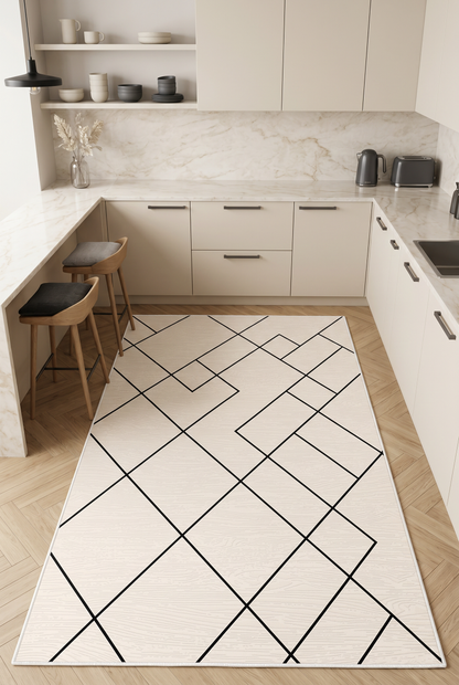 West Home Digital Print Washable Non-Slip Living Room, Kitchen and Hallway Rug - 533 Beige