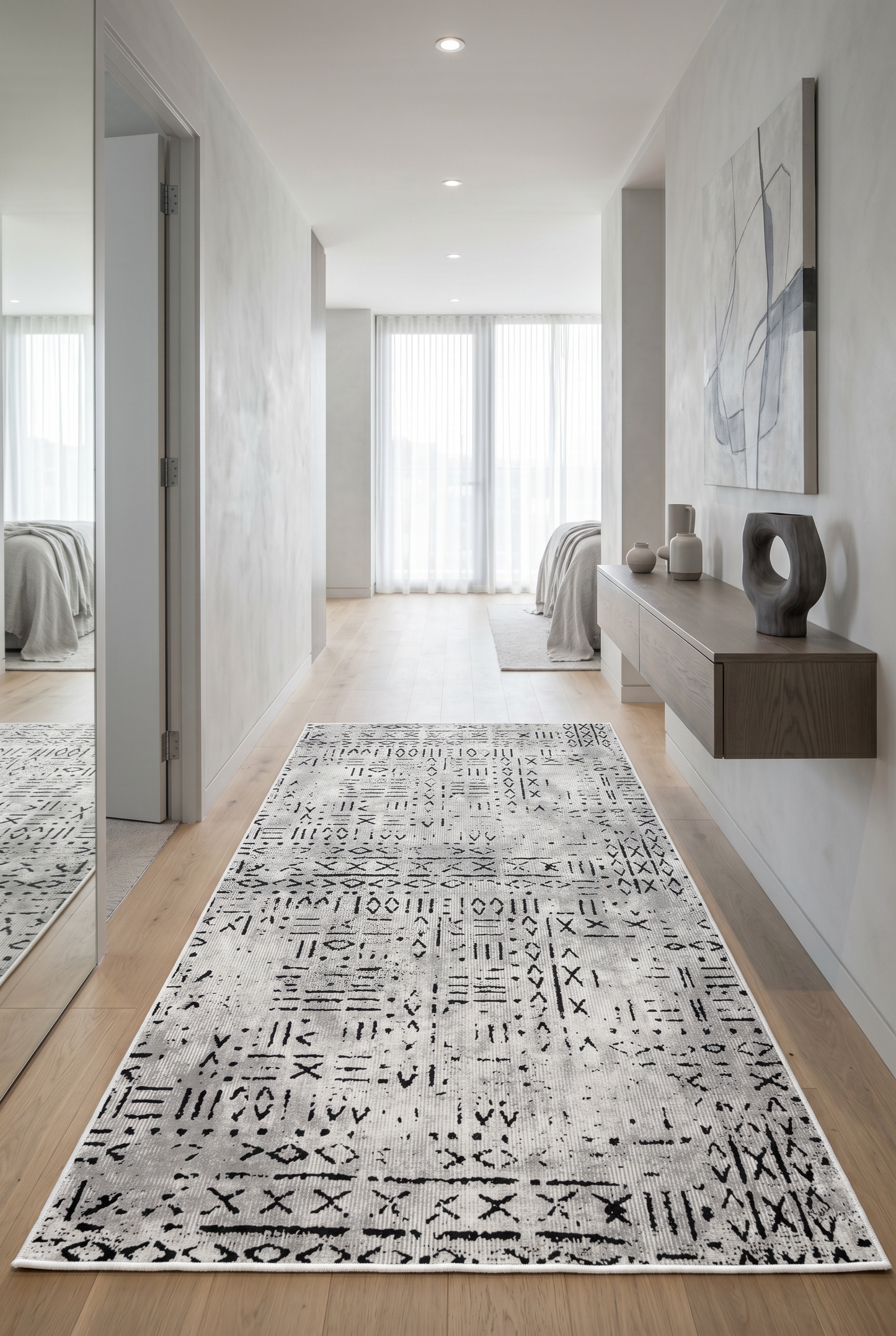 West Home Dijital Baskılı Yıkanabilir Kaymaz Taban Salon, Mutfak ve Yolluk Halısı-548 Grey