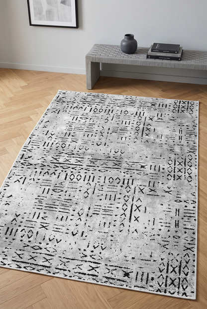 West Home Dijital Baskılı Yıkanabilir Kaymaz Taban Salon, Mutfak ve Yolluk Halısı-548 Grey