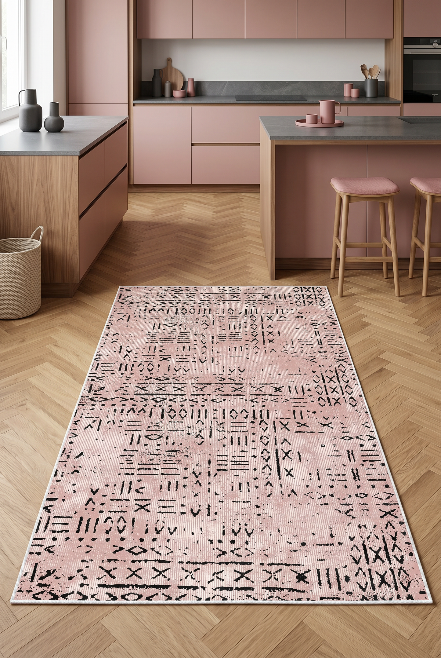 West Home Digital Print Washable Non-Slip Living Room, Kitchen and Hallway Rug - 548 Rose