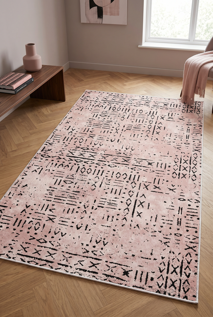 West Home Digital Print Washable Non-Slip Living Room, Kitchen and Hallway Rug - 548 Rose