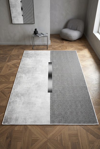 West Home Digital Print Washable Non-Slip Living Room, Kitchen and Hallway Rug - 559 Grey