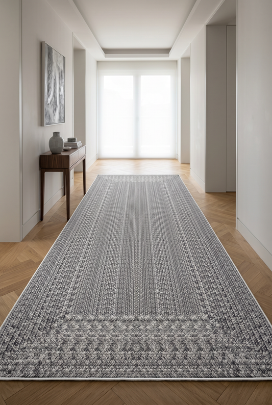 West Home Dijital Baskılı Yıkanabilir Kaymaz Taban Salon, Mutfak ve Yolluk Halısı-560 Grey
