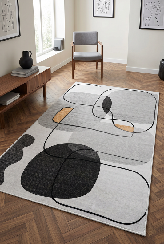 West Home Dijital Baskılı Yıkanabilir Kaymaz Taban Salon, Mutfak ve Yolluk Halısı-578 Grey