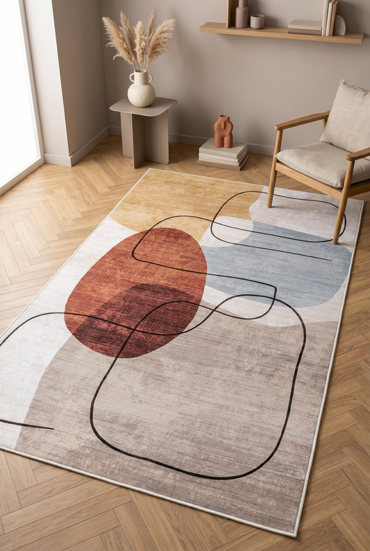 West Home Dijital Baskılı Yıkanabilir Kaymaz Taban Salon, Mutfak ve Yolluk Halısı-578 Multy