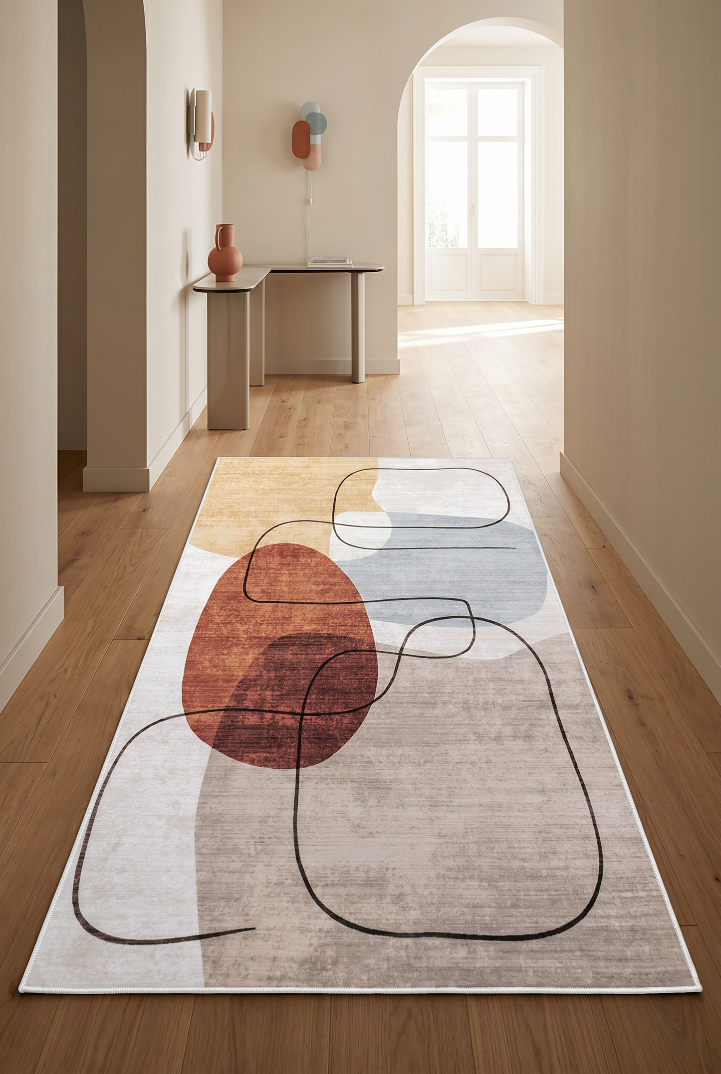 West Home Digital Print Washable Non-Slip Base Living Room, Kitchen and Hallway Rug - 578 Multy