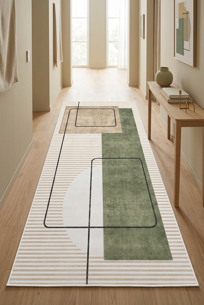 West Home Digital Print Washable Non-Slip Living Room, Kitchen and Hallway Rug - 579 Beige