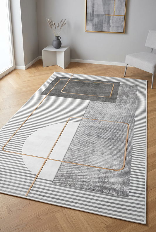 West Home Dijital Baskılı Yıkanabilir Kaymaz Taban Salon, Mutfak ve Yolluk Halısı-579 Grey