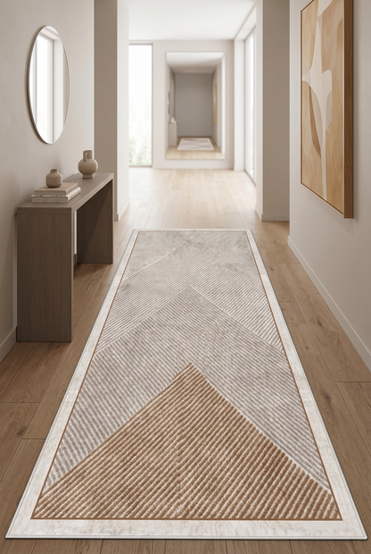 West Home Dijital Baskılı Yıkanabilir Kaymaz Taban Salon, Mutfak ve Yolluk Halısı-586 Sand