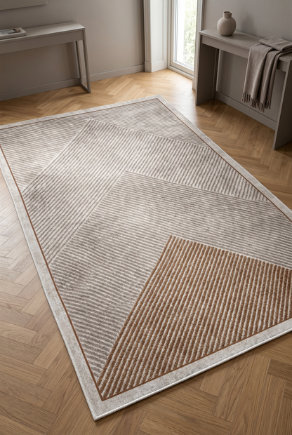 West Home Dijital Baskılı Yıkanabilir Kaymaz Taban Salon, Mutfak ve Yolluk Halısı-586 Sand