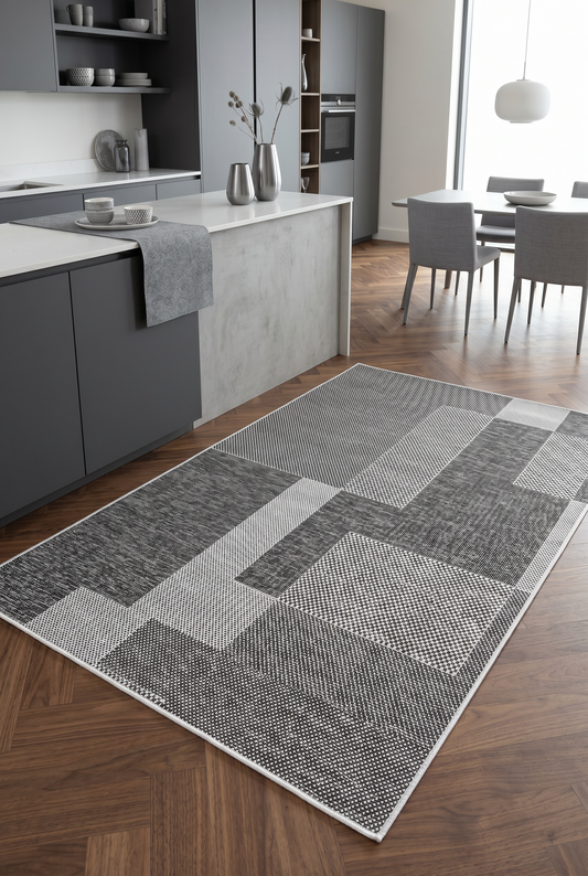 West Home Dijital Baskılı Yıkanabilir Kaymaz Taban Salon, Mutfak ve Yolluk Halısı-593 Grey