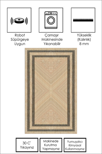 West Home Dijital Baskılı Yıkanabilir Kaymaz Taban Salon, Mutfak ve Yolluk Halısı-594 Beige