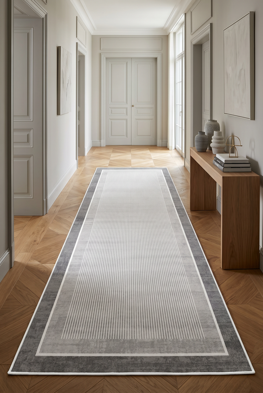 West Home Dijital Baskılı Yıkanabilir Kaymaz Taban Salon, Mutfak ve Yolluk Halısı-600 Grey