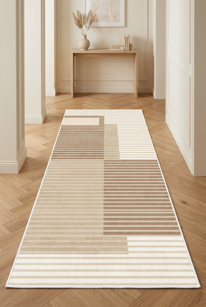 West Home Digital Print Washable Non-Slip Living Room, Kitchen and Hallway Rug - 601 Beige