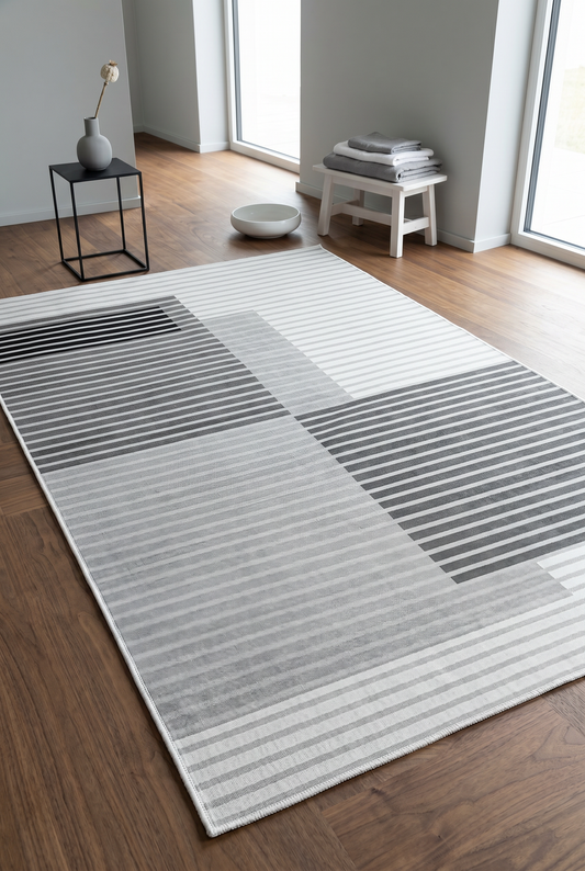 West Home Dijital Baskılı Yıkanabilir Kaymaz Taban Salon, Mutfak ve Yolluk Halısı-601 Grey
