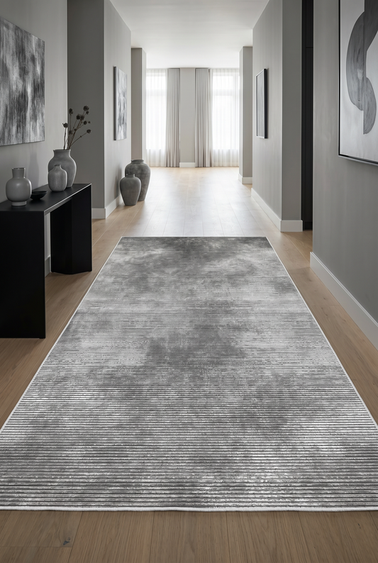 West Home Dijital Baskılı Yıkanabilir Kaymaz Taban Salon, Mutfak ve Yolluk Halısı-610 Grey