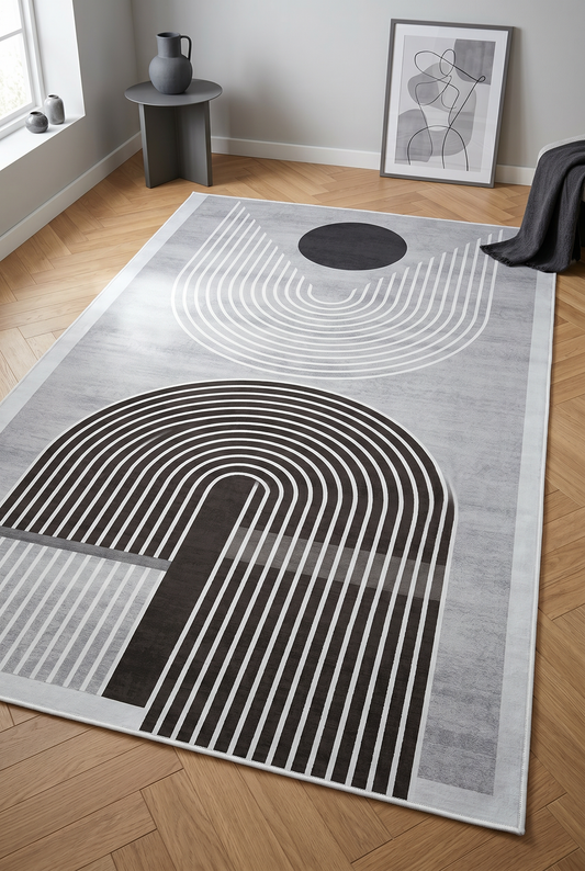 West Home Dijital Baskılı Yıkanabilir Kaymaz Taban Salon, Mutfak ve Yolluk Halısı-613 Grey