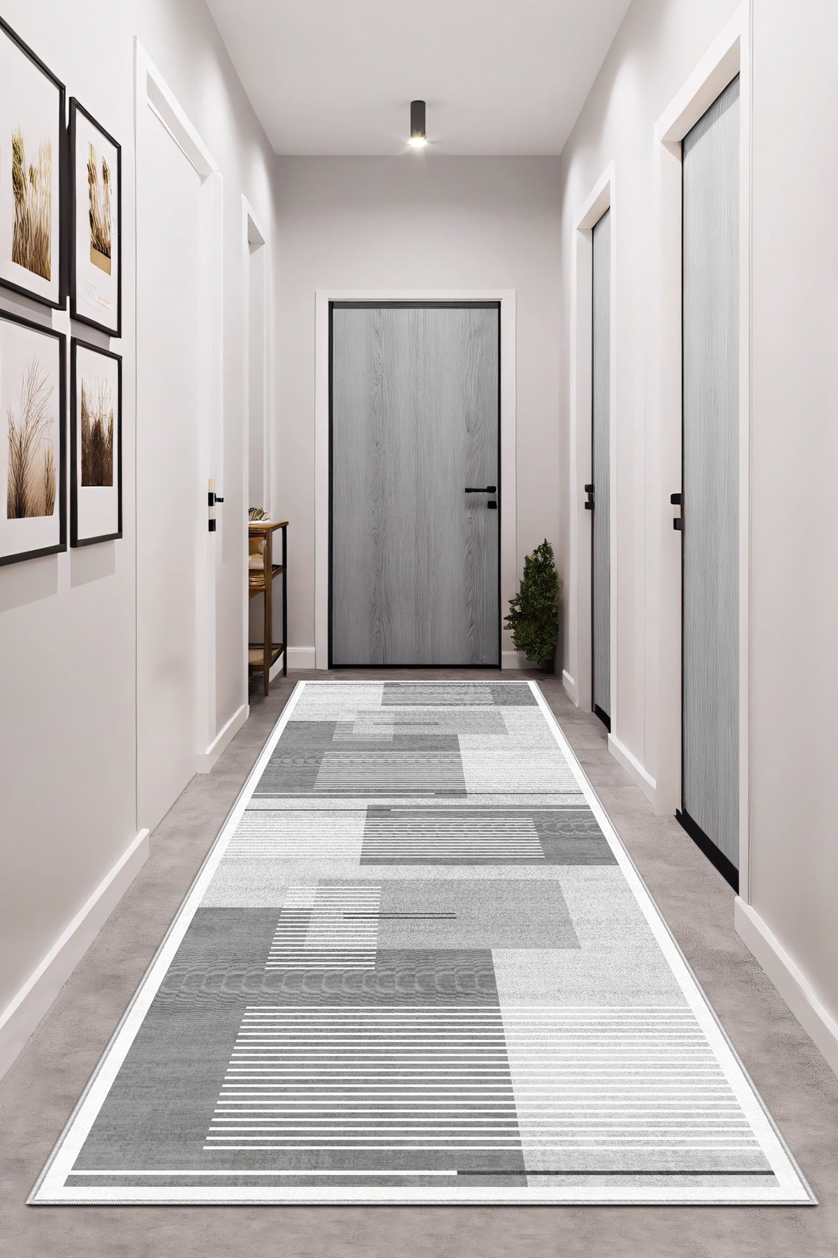 West Home Dijital Baskılı Yıkanabilir Kaymaz Taban Salon, Mutfak ve Yolluk Halısı-615 Grey