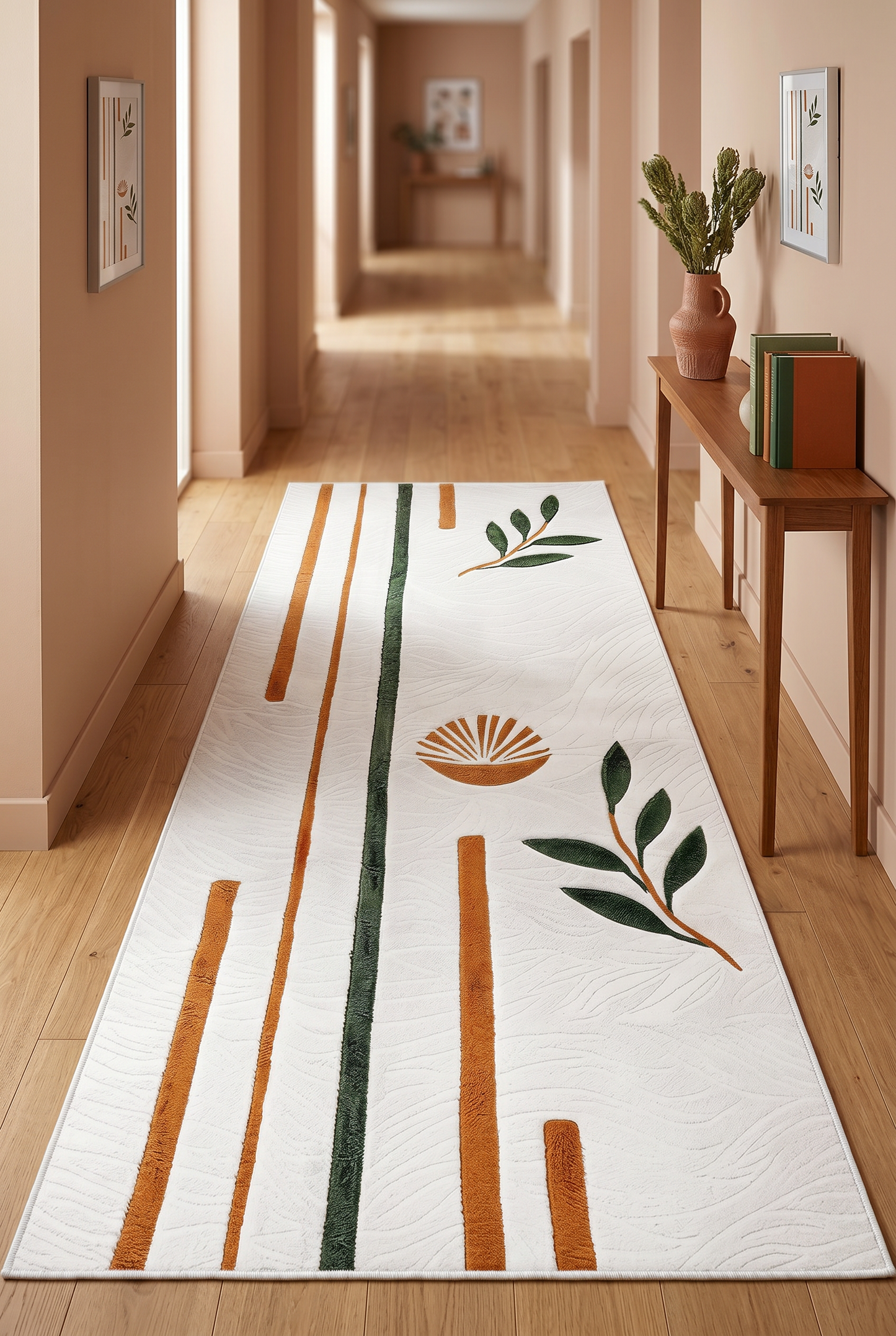 West Home Digital Print Washable Non-Slip Living Room, Kitchen and Hallway Rug - 632 White